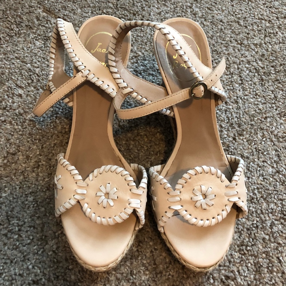 Jack Roger Clare Wedge Sandals Bone
